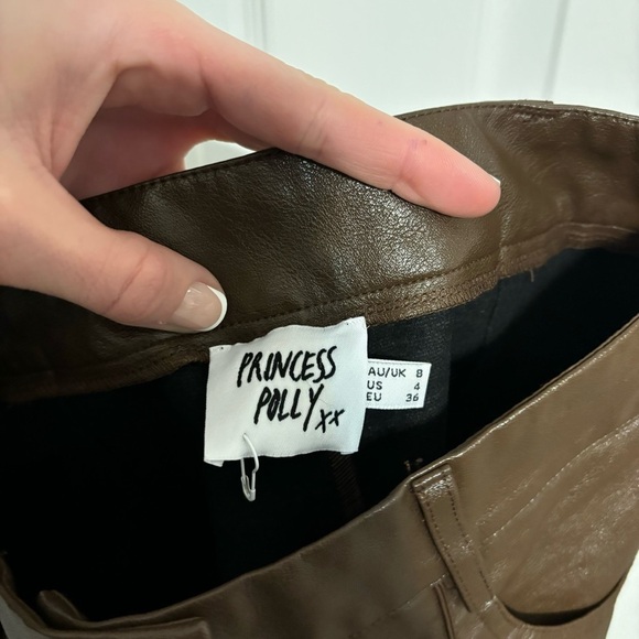 Princess Polly Dusty Brown Leather Pants - Picture 7 of 10